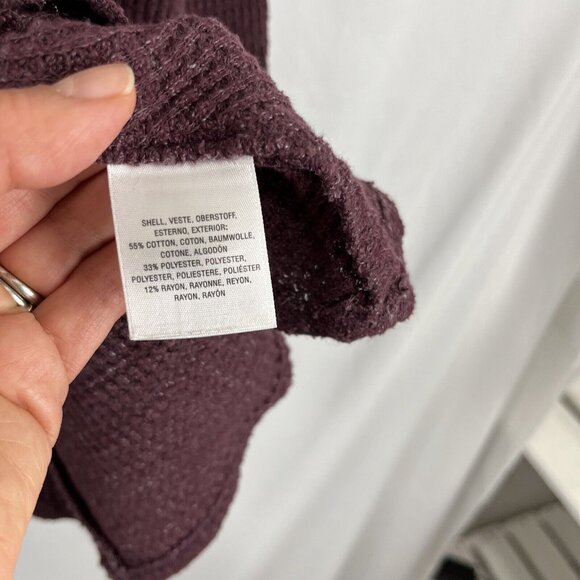 Anthropologie Postage Stamp Purple Cowl-Neck Waffle-Print Top Women’s Size S - Picture 4 of 10